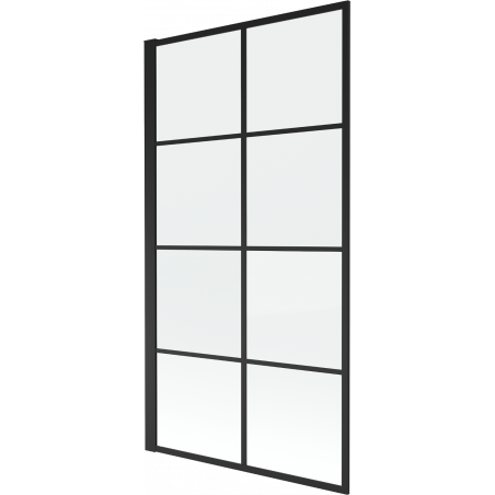 Mexen Alex 1-flügelige Badewannenabtrennung 80 x 140 cm, schwarzes Gitter fix - 893-080-000-70-77