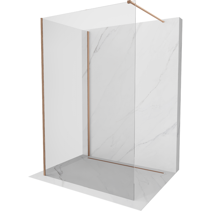 Mexen Kioto parete doccia Walk-in 120 x 80 cm, trasparente, rame spazzolato - 800-120-212-65-00-080