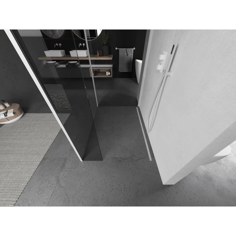 Mexen Kioto tuš stena Walk-in 110 x 80 x 40 cm, prozorna, bela - 800-110-080-221-20-00-040