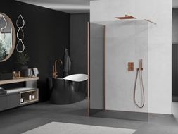 Mexen Kioto dušas siena Walk-in 130 x 90 cm, caurspīdīga, matēta varš - 800-130-212-65-00-090