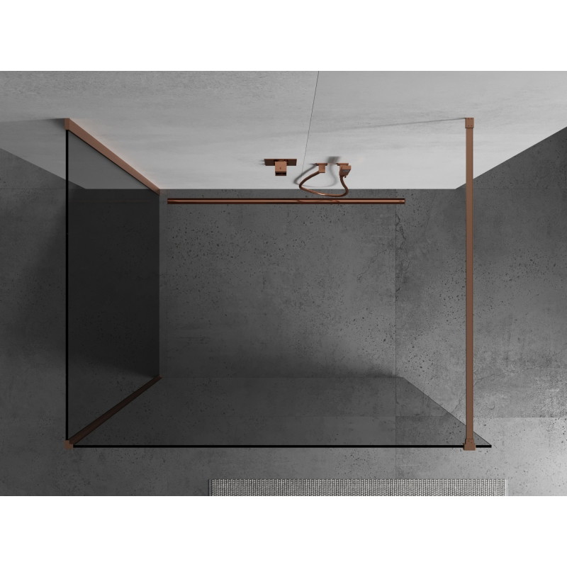 Mexen Kioto tuš pregrada Walk-in 140 x 110 cm, prozirna, brušeni bakar - 800-140-212-65-00-110