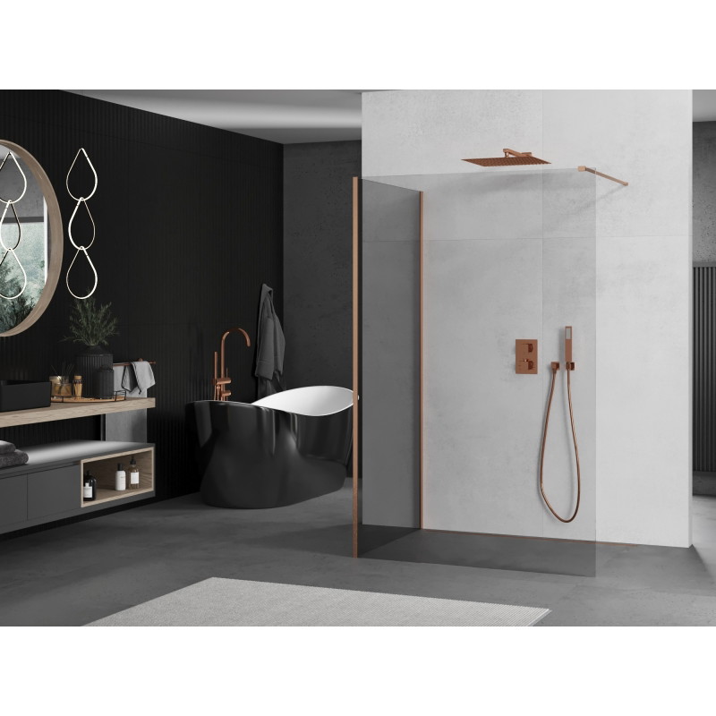 Mexen Kioto zidna ploča za tuširanje Walk-in 120 x 115 cm, prozirna, brušena bakra - 800-120-212-65-00-115