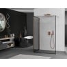 Mexen Kioto Tuš stijena Walk-in 90 x 80 cm, crni okvir, brušeni bakar - 800-090-212-65-70-080