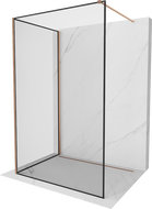 Mexen Kioto dušas siena Walk-in 100 x 80 cm, melns rāmis, matēts varš - 800-100-212-65-70-080