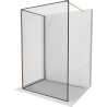 Mexen Kioto Tuš stijena Walk-in 90 x 80 cm, crni okvir, brušeni bakar - 800-090-212-65-70-080