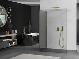 Mexen Kioto Tuš pregrada Walk-in 100 x 70 x 30 cm, prozirna, zlatna - 800-100-070-221-50-00-030
