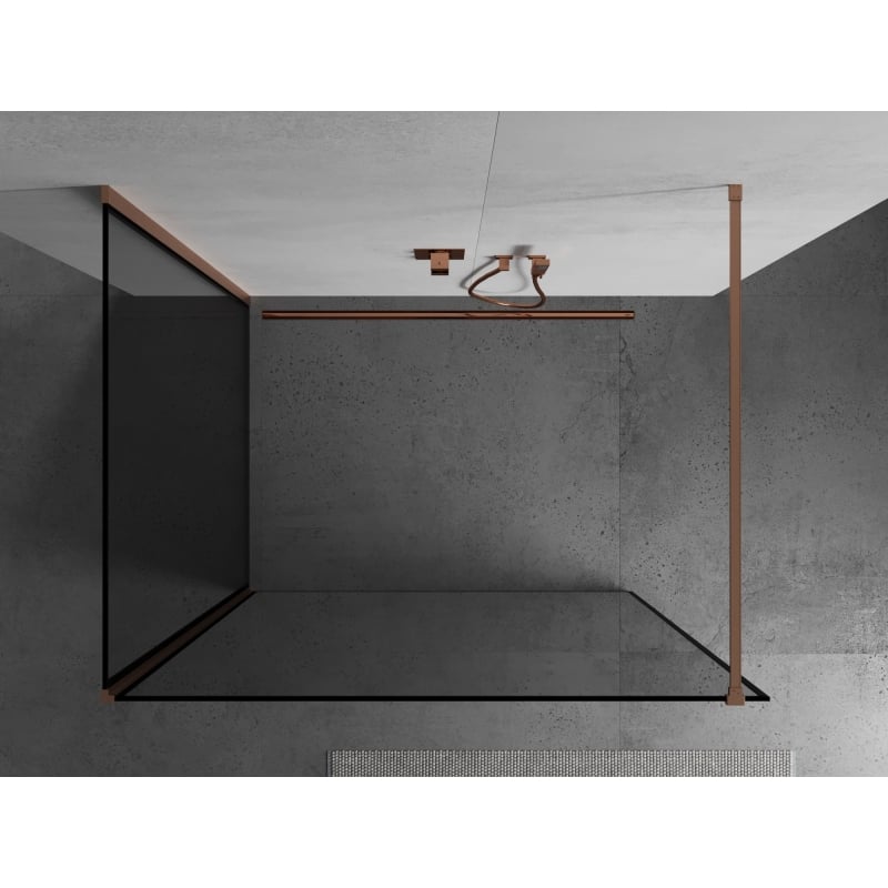 Mexen Kioto ścianka prysznicowa Walk-in 130 x 90 cm, czarna ramka, miedź szczotkowana - 800-130-212-65-70-090