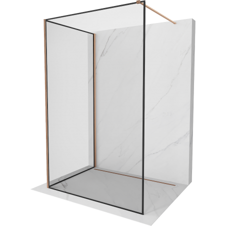 Mexen Kioto Duschwand Walk-in 140 x 110 cm, schwarzer Rahmen, gebürstetes Kupfer - 800-140-212-65-70-110