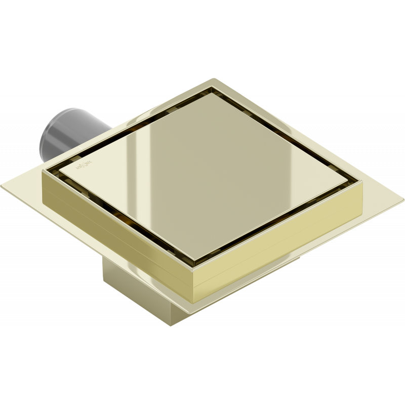 Mexen Flat-Q M13 kvadratisk golvbrunn 15 x 15 cm, guld - 1510015