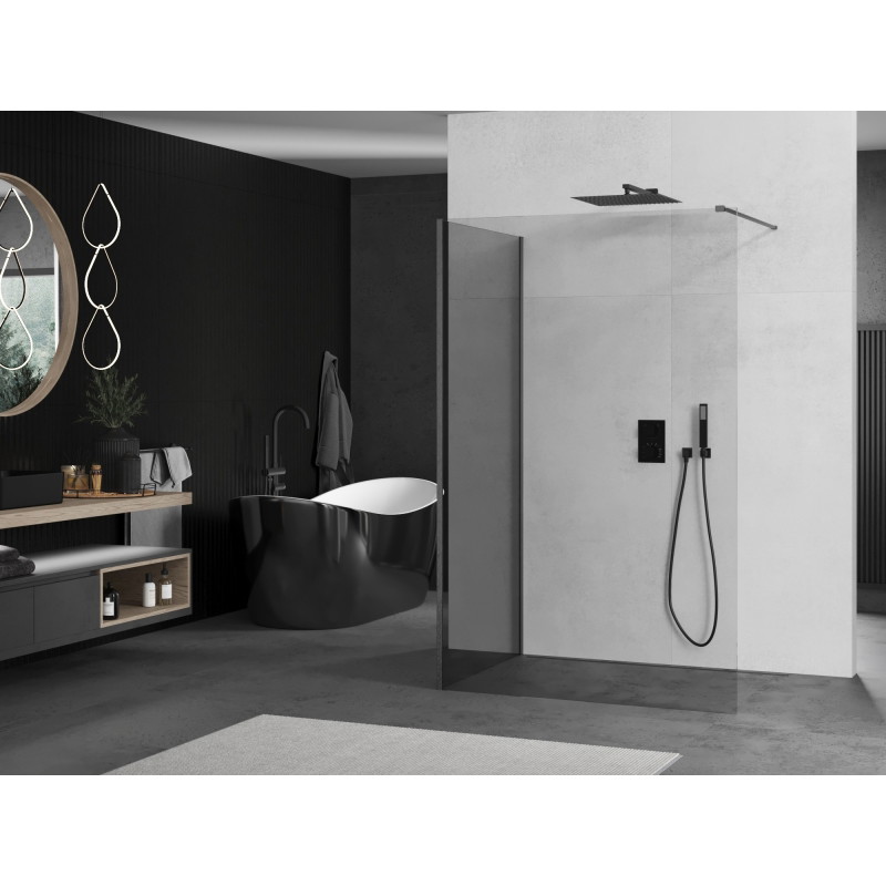 Mexen Kioto zid tuš kabine Walk-in 110 x 75 cm, proziran, mat sivi - 800-110-212-66-00-075