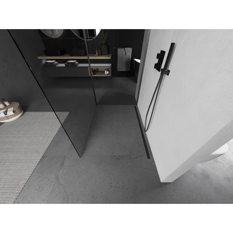 Mexen Kioto zid tuš kabine Walk-in 110 x 75 cm, proziran, mat sivi - 800-110-212-66-00-075