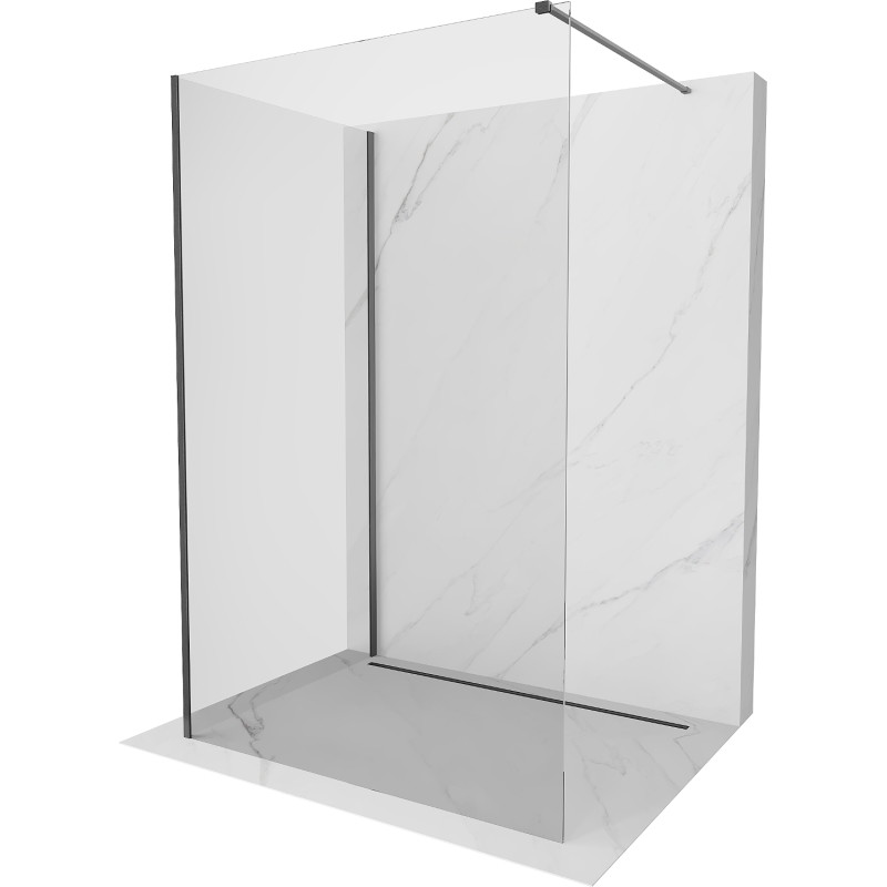 Mexen Kioto Zid tuš-kabine Walk-in 120 x 115 cm, proziran, brušeni pištoljsko sivi - 800-120-212-66-00-115