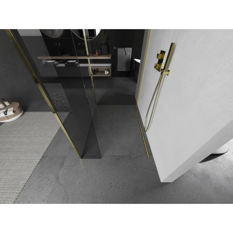 Mexen Kioto Duschvägg Walk-in 130 x 115 x 30 cm, transparent, guld - 800-130-115-221-50-00-030