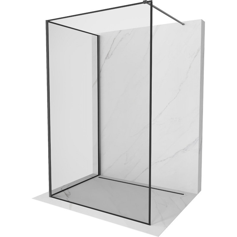 Mexen Kioto ścianka prysznicowa Walk-in 120 x 80 cm, czarna ramka, gun gray szczotkowany - 800-120-212-66-70-080