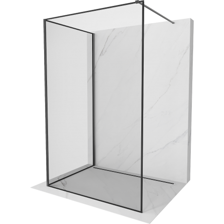 Mexen Kioto Duschwand Walk-in 140 x 80 cm, schwarzer Rahmen, gebürstetes Gun Gray - 800-140-212-66-70-080