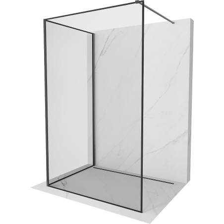 Mexen Kioto paroi de douche Walk-in 140 x 80 cm, motif noir, gris arme brossé - 800-140-212-66-70-080