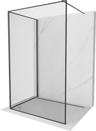 Mexen Kioto parete doccia Walk-in 140 x 80 cm, cornice nera, grigio canna di fucile spazzolato - 800-140-212-66-70-080