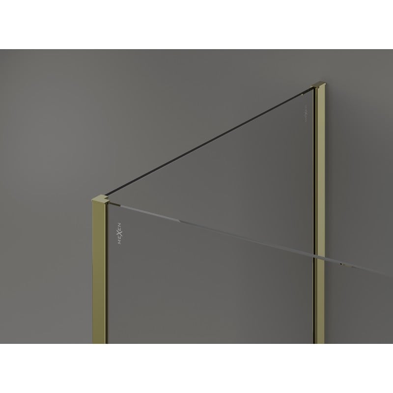 Mexen Kioto Duschwand Walk-in 130 x 120 x 40 cm, transparent, gold - 800-130-120-221-50-00-040