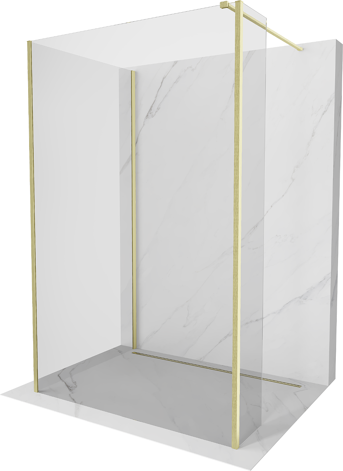 Mexen Kioto ścianka prysznicowa Walk-in 110 x 70 x 30 cm, transparent, złota szczotkowana - 800-110-070-221-55-00-030