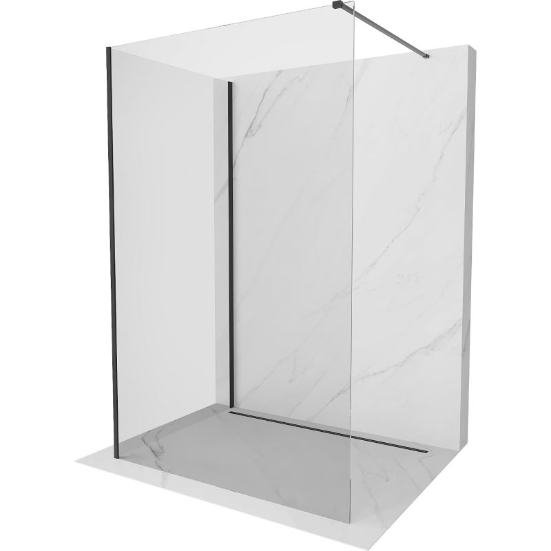 Mexen Kioto Parede de chuveiro Walk-in 130 x 70 cm, transparente, preta - 800-130-212-70-00-070