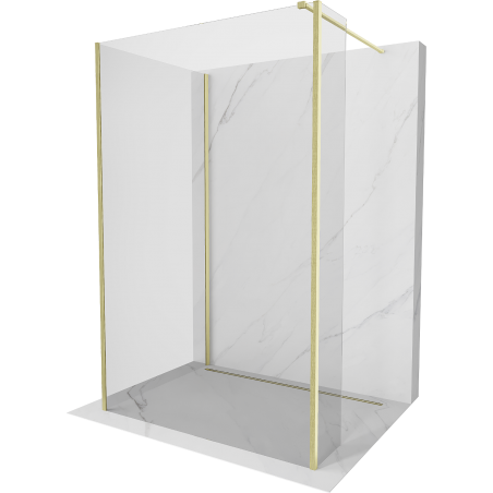 Mexen Kioto ścianka prysznicowa Walk-in 90 x 75 x 30 cm, transparent, złota szczotkowana - 800-090-075-221-55-00-030