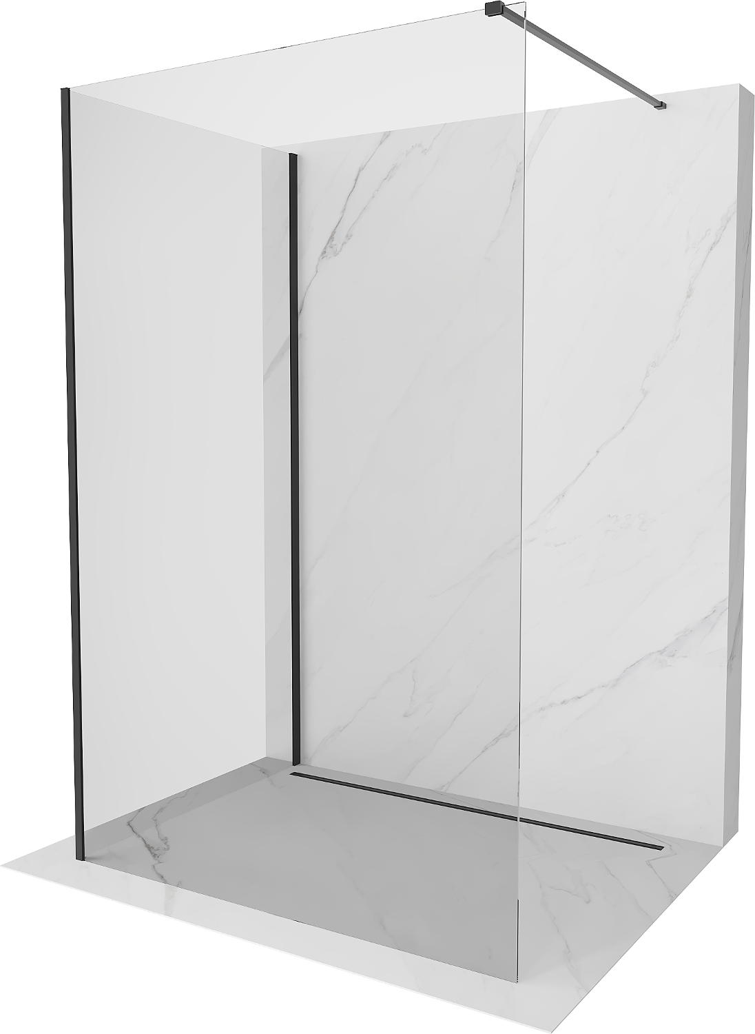 Mexen Kioto ścianka prysznicowa Walk-in 100 x 85 cm, transparent, czarna - 800-100-212-70-00-085