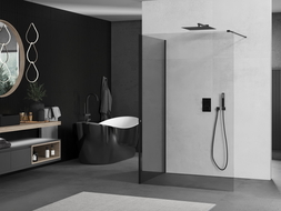 Mexen Kioto Tuš stena Walk-in 100 x 85 cm, prozorna, črna - 800-100-212-70-00-085