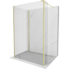 Mexen Kioto paroi de douche Walk-in 90 x 85 x 30 cm, transparent, or brossé - 800-090-085-221-55-00-030