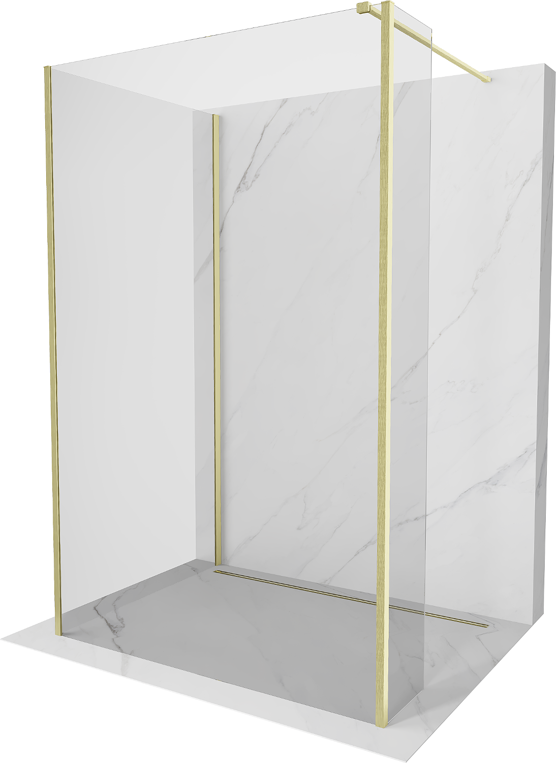 Mexen Kioto ścianka prysznicowa Walk-in 120 x 85 x 30 cm, transparent, złota szczotkowana - 800-120-085-221-55-00-030