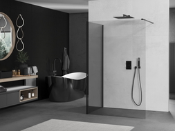 Mexen Kioto paravan za tuš Walk-in 110 x 90 cm, proziran, crni - 800-110-212-70-00-090
