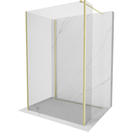 Mexen Kioto tuš stijena Walk-in 125 x 95 x 30 cm, prozirna, zlatna četkana - 800-125-095-221-55-00-030