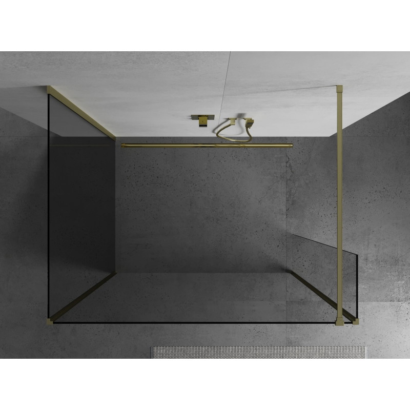 Mexen Kioto tuš stijena Walk-in 125 x 95 x 30 cm, prozirna, zlatna četkana - 800-125-095-221-55-00-030
