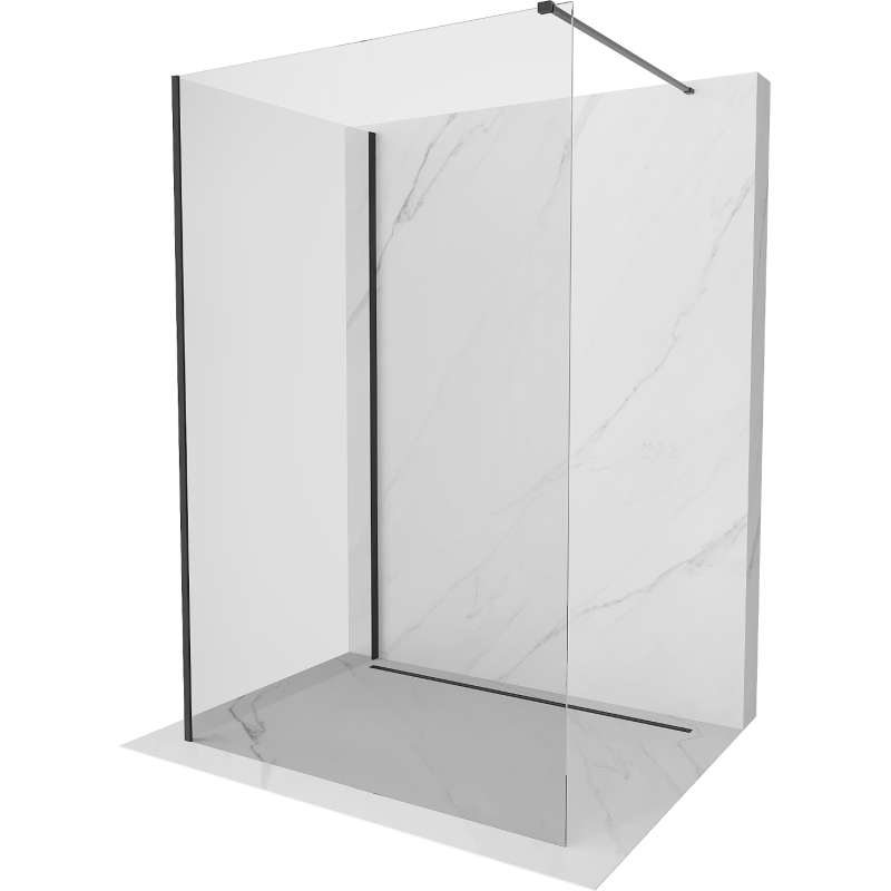 Mexen Kioto ścianka prysznicowa Walk-in 130 x 105 cm, transparent, czarna - 800-130-212-70-00-105