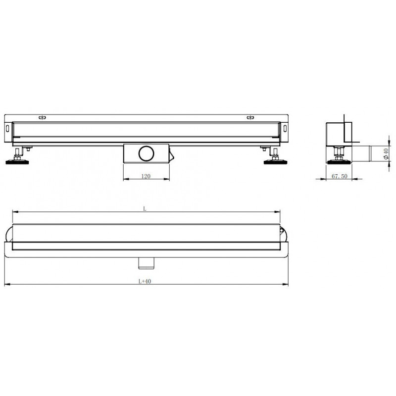 Mexen Flat Wall Linienwandablauf 2-in-1 120 cm, schwarz - 1730120