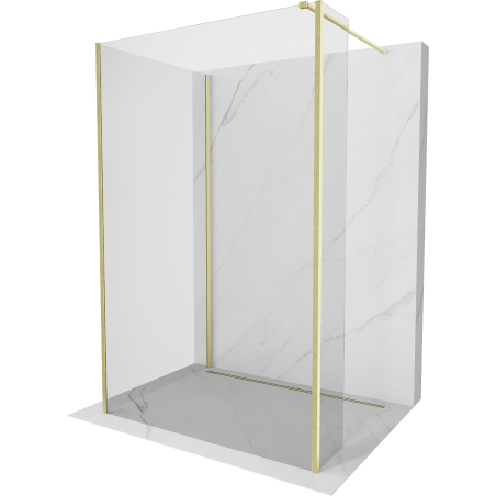 Mexen Kioto Walk-in Shower Wall 110 x 70 x 40 cm, transparent, brushed gold - 800-110-070-221-55-00-040