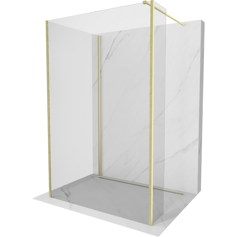Mexen Kioto paroi de douche Walk-in 100 x 70 x 40 cm, transparent, or brossé - 800-100-070-221-55-00-040