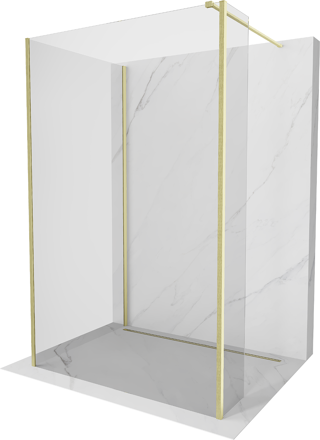 Mexen Kioto ścianka prysznicowa Walk-in 125 x 85 x 40 cm, transparent, złota szczotkowana - 800-125-085-221-55-00-040