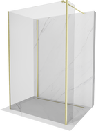 Mexen Kioto Staklena tuš pregrada Walk-in 100 x 90 x 40 cm, prozirna, zlatna brušena - 800-100-090-221-55-00-040