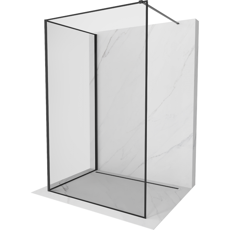 Mexen Kioto parede de chuveiro Walk-in 130 x 110 cm, moldura preta, preta - 800-130-212-70-70-110