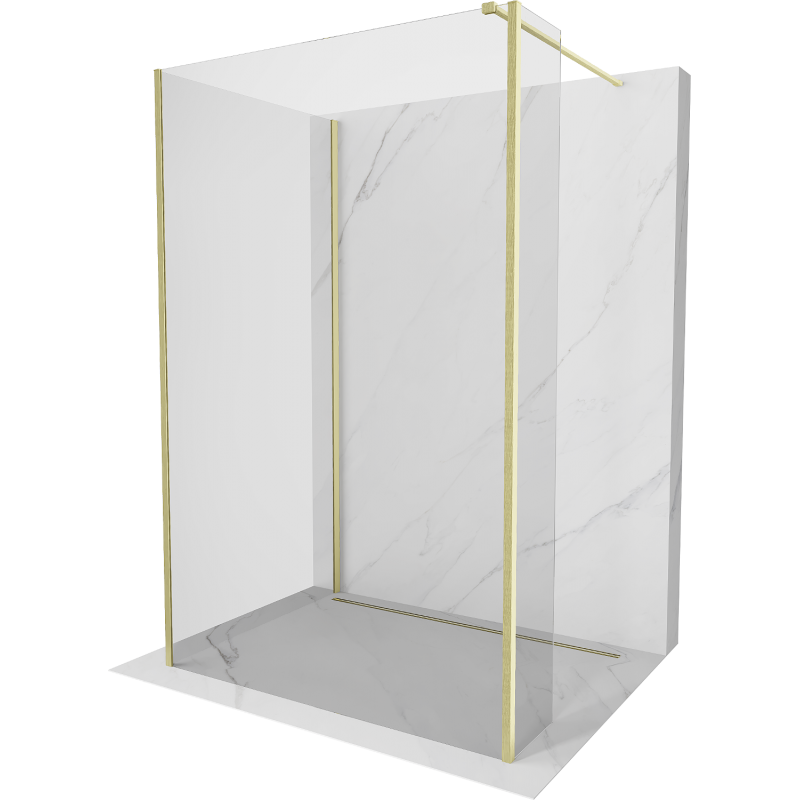 Mexen Kioto mampara de ducha Walk-in 130 x 100 x 40 cm, transparente, oro cepillado - 800-130-100-221-55-00-040