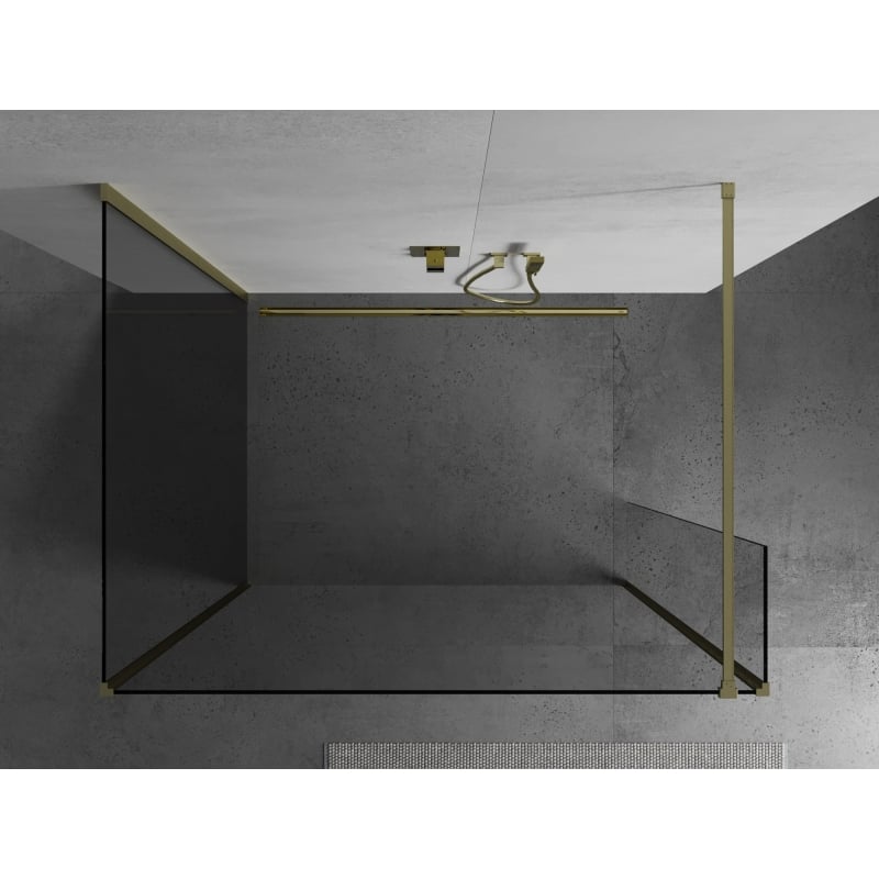 Mexen Kioto ścianka prysznicowa Walk-in 140 x 100 x 40 cm, transparent, złota szczotkowana - 800-140-100-221-55-00-040