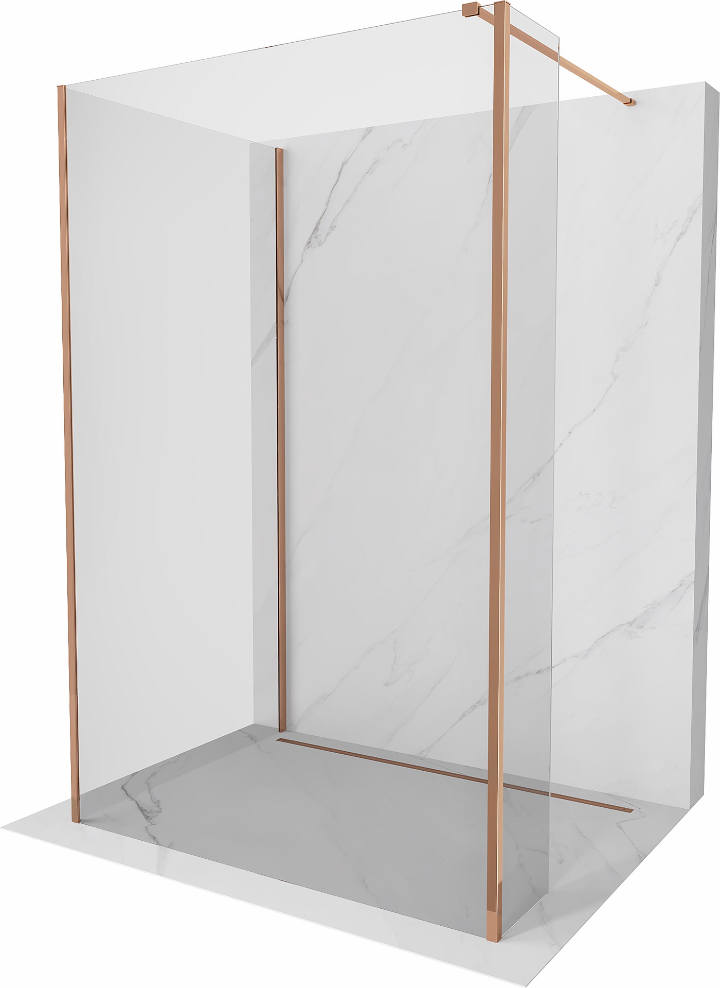 Mexen Kioto ścianka prysznicowa Walk-in 100 x 70 x 30 cm, transparent, różowe złoto - 800-100-070-221-60-00-030