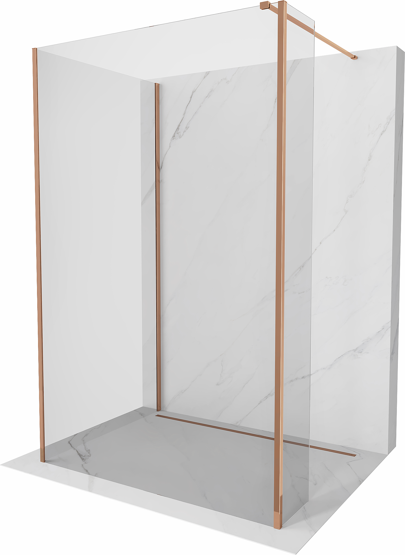 Mexen Kioto ścianka prysznicowa Walk-in 120 x 70 x 30 cm, transparent, różowe złoto - 800-120-070-221-60-00-030