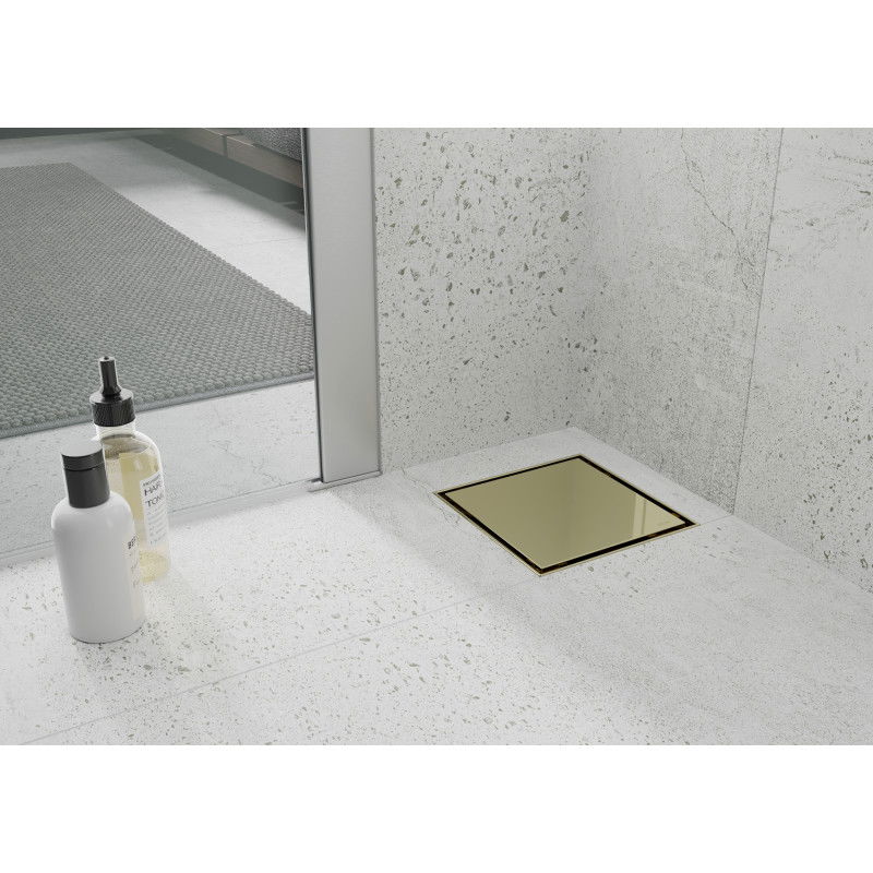 Mexen Flat-Q M13 scarico a pavimento quadrato 15 x 15 cm, oro - 1510015