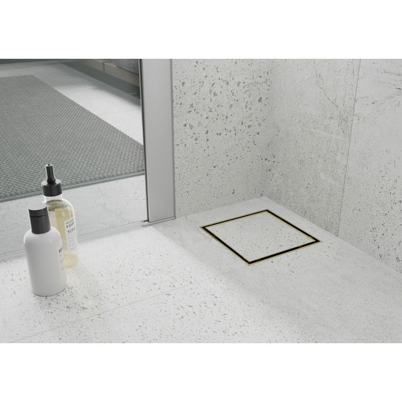 Mexen Flat-Q M13 desagüe de piso cuadrado 15 x 15 cm, dorado - 1510015