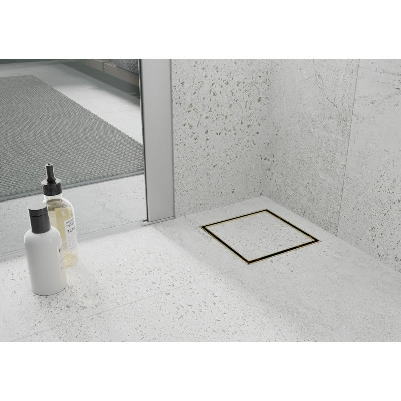 Mexen Flat-Q M13 scarico a pavimento quadrato 15 x 15 cm, oro - 1510015