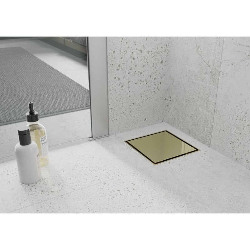 Mexen Flat-Q M13 desagüe de suelo cuadrado 12 x 12 cm, dorado - 1510012