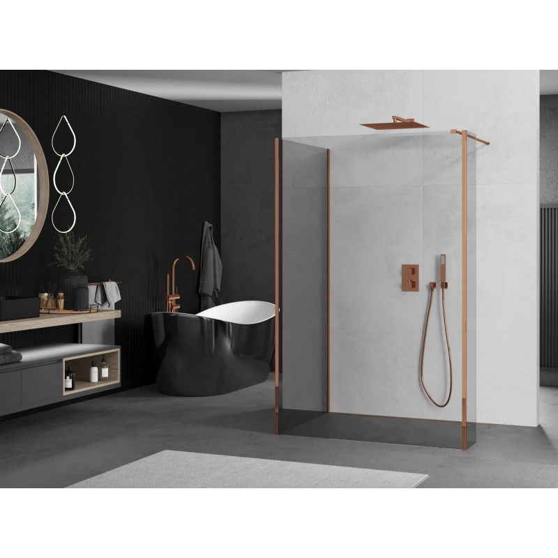 Mexen Kioto dušisein Walk-in 90 x 90 x 30 cm, läbipaistev, roosa kuld - 800-090-090-221-60-00-030