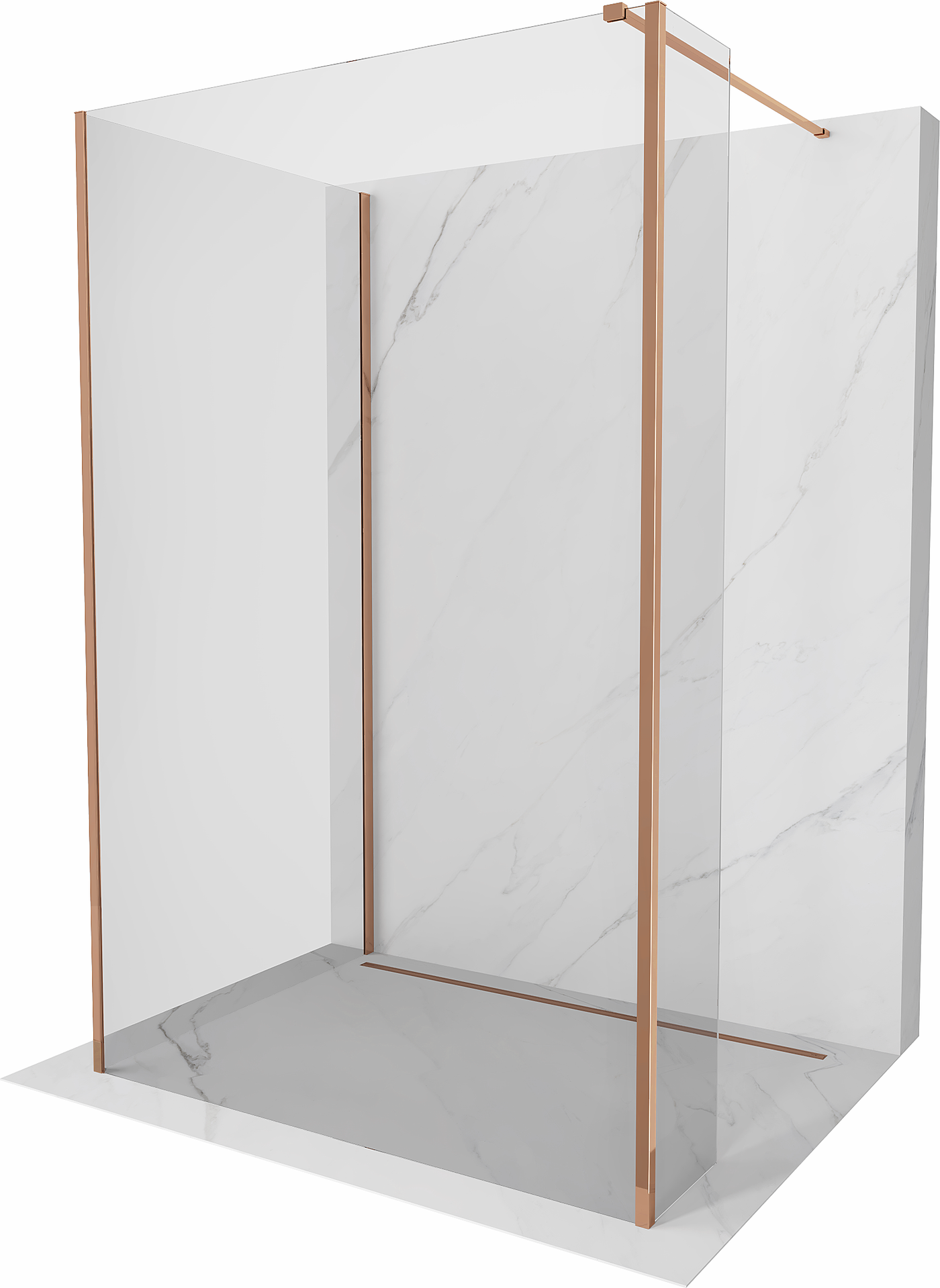 Mexen Kioto ścianka prysznicowa Walk-in 120 x 90 x 30 cm, transparent, różowe złoto - 800-120-090-221-60-00-030