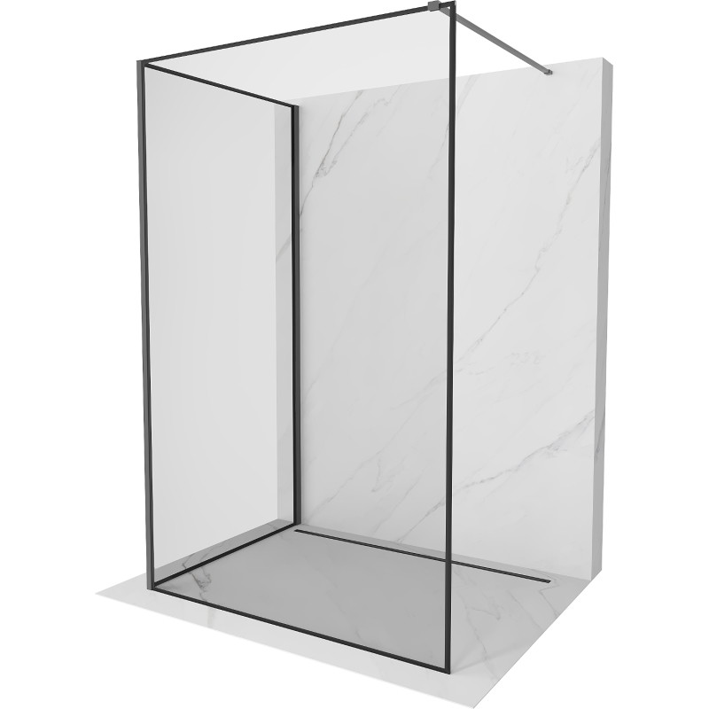 Mexen Kioto Stijena za tuš Walk-in 130 x 90 cm, crni okvir, gun metal - 800-130-212-95-70-090